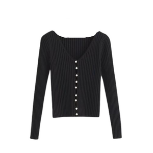 Open image in slideshow, Scooped Pearl Cardigan
